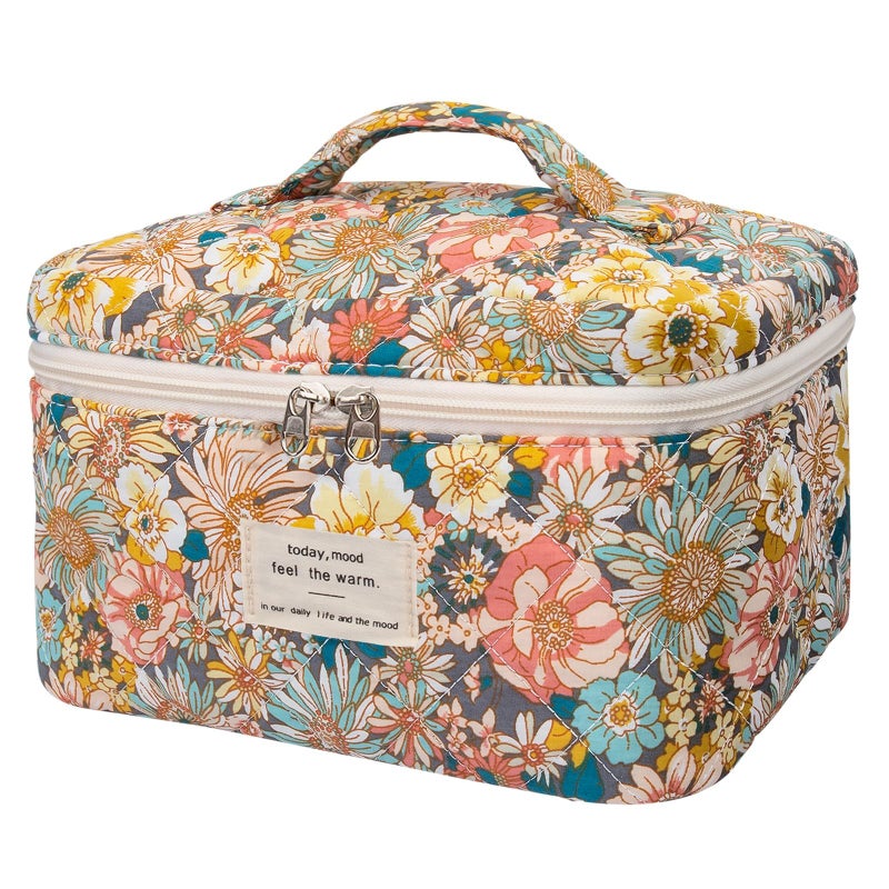 Large Makeup Bag Cute Cosmetic Bag for Women Girls Floral Coquette Aesthetic Toiletry Bag Travel Make Up Organizer Bag South Twigs Flower